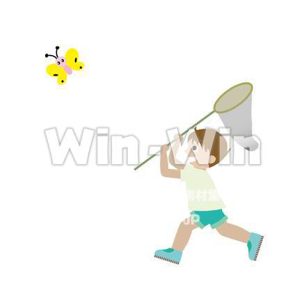 虫取りをする少年のCG・イラスト素材 W-016872