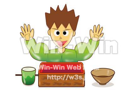 うなぎを食べ終わった人のCG・イラスト素材 W-016987