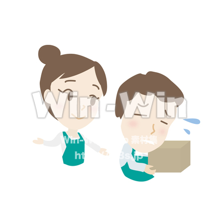 疲れた作業員を助ける女性のCG・イラスト素材 W-019770