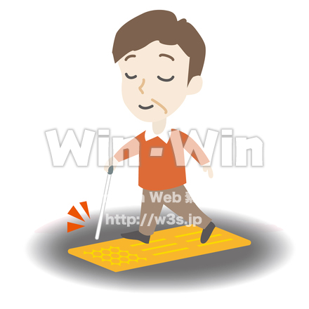 点字ブロックを歩く視覚障害者のCG・イラスト素材 W-019772