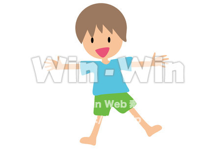 よろこぶ男の子のCG・イラスト素材 W-019912