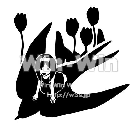 おやゆび姫のシルエット素材 W-019802
