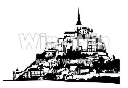 モンサンミッシェルのシルエット素材 W-019801