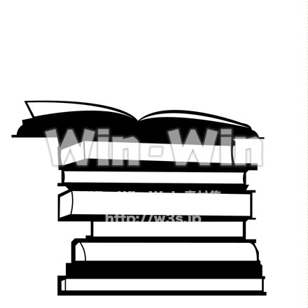 山積みの本のシルエット素材 W-018240