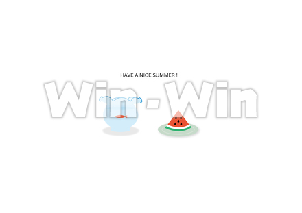 すいかと金魚のCG・イラスト素材 W-019155