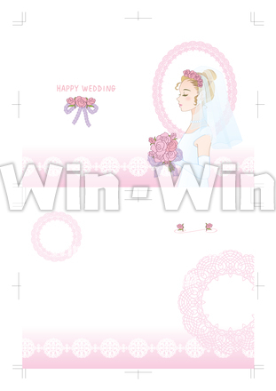 ウェディング用A5招待状テンプレートのCG・イラスト素材 W-018643