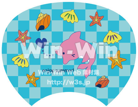 イルカのうちわのCG・イラスト素材 W-019980