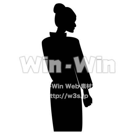 浴衣姿のシルエット素材 W-019135