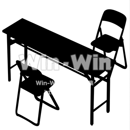 パイプいすと長机のシルエット素材 W-019329