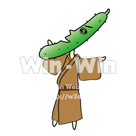 うちわ用きゅうりのCG・イラスト素材 W-019880