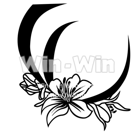 百合のデザインのシルエット素材 W-019068