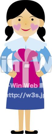 プレゼントを持っている少女のCG・イラスト素材 W-018357