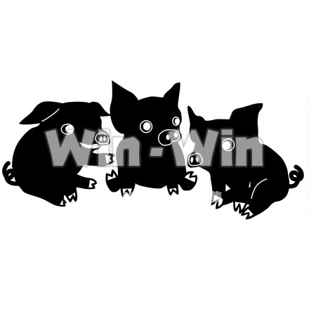３匹のこぶたのシルエット素材 W-018588