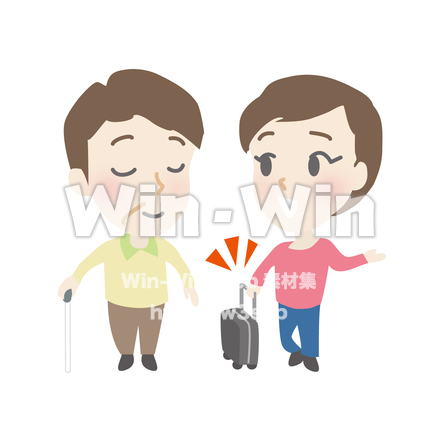 視覚障害者の男性に親切にする女性　2のCG・イラスト素材 W-019777