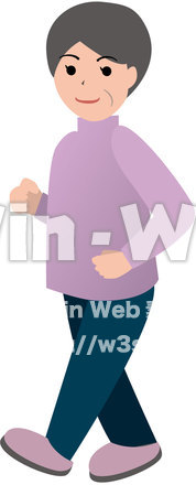 散歩するおばあさんのCG・イラスト素材 W-019648