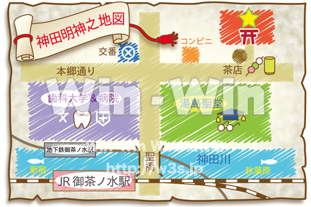 神田明神の地図のCG・イラスト素材 W-018435