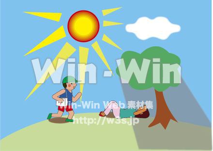 熱中症で倒れている人と救護者のCG・イラスト素材 W-019086