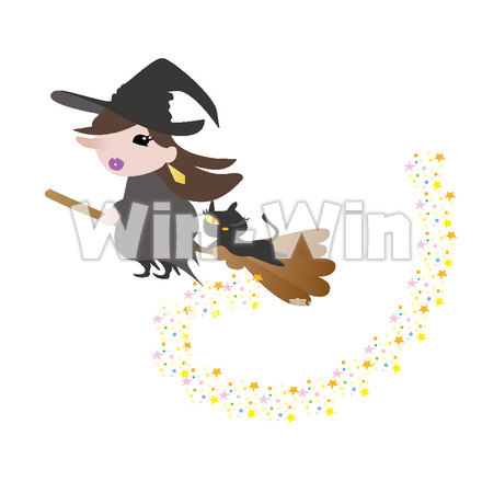 星のブラシ素材を使った魔女イラストのCG・イラスト素材 W-018550