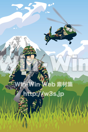 陸上自衛隊火力演習のCG・イラスト素材 W-018443