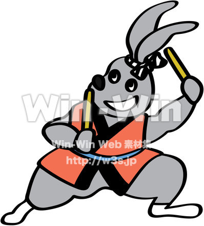 バチを持ったウサギのCG・イラスト素材 W-019195