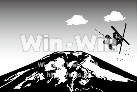 1月のイラストのシルエット素材 W-018090