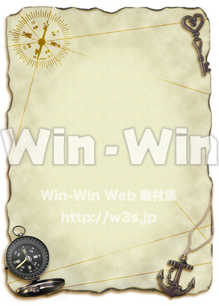 宝探しの地図ふうA4テンプレートの写真素材 W-018542