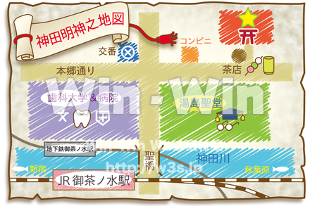 神田明神の地図のCG・イラスト素材 W-018396