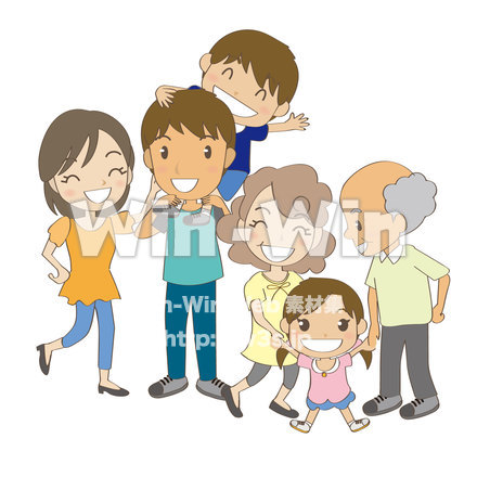 親子（2世帯）のCG・イラスト素材 W-019074