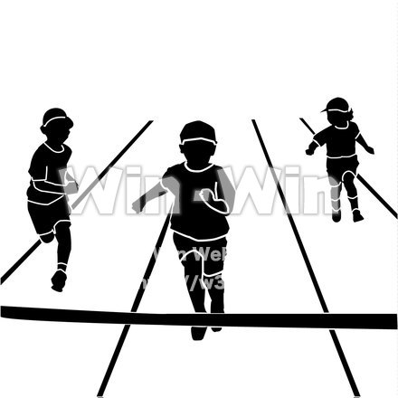 かけっこトップ3人のシルエット素材 W-019860