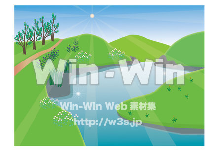 初夏の川辺のCG・イラスト素材 W-019998