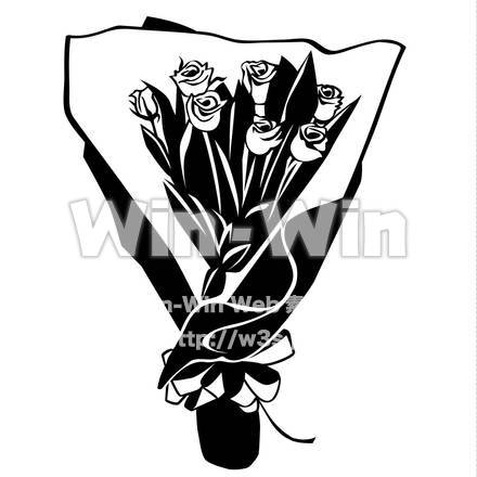 バラの花束のシルエット素材 W-018317