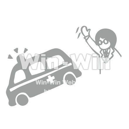 救急車と見送る医者のCG・イラスト素材 W-019930