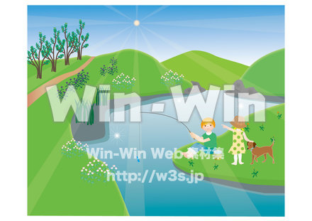 川辺でのCG・イラスト素材 W-019999