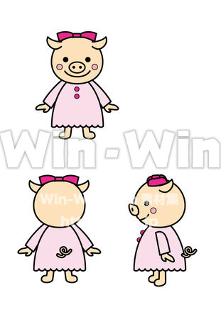 ブタの女の子のCG・イラスト素材 W-019664