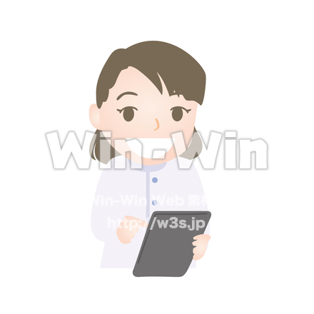 iPadで何かを検索するケアマネジャーのCG・イラスト素材 W-019895