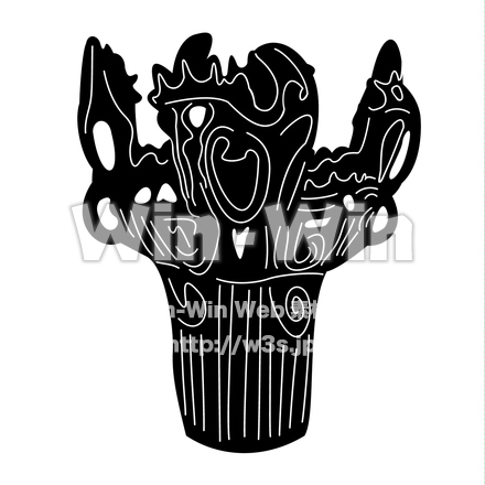 縄文時代の土器　火焔型土器のシルエット素材 W-018942