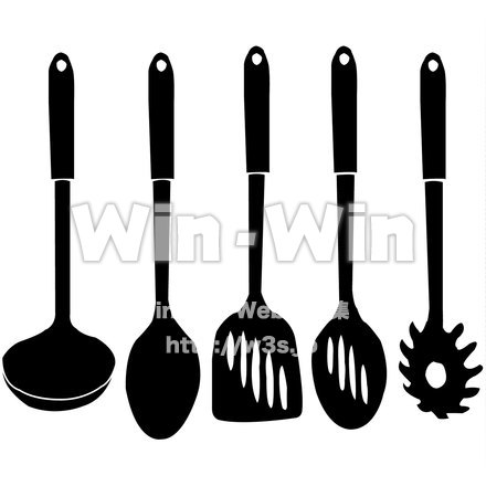 キッチンセット２のシルエット素材 W-019861