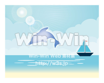 夏の景色（イルカ）のCG・イラスト素材 W-019271