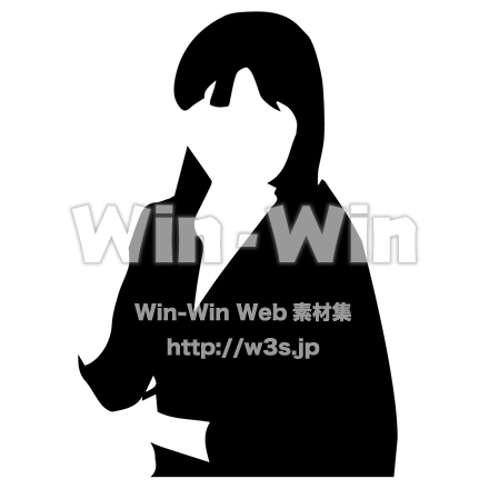 女性（上半身）のシルエット素材 W-018981