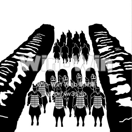 兵馬俑のシルエット素材 W-018238