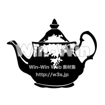 ティーポットのシルエット素材 W-018384