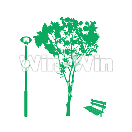 公園のシルエット素材 W-018508