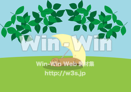 日陰で眠る犬のCG・イラスト素材 W-019189