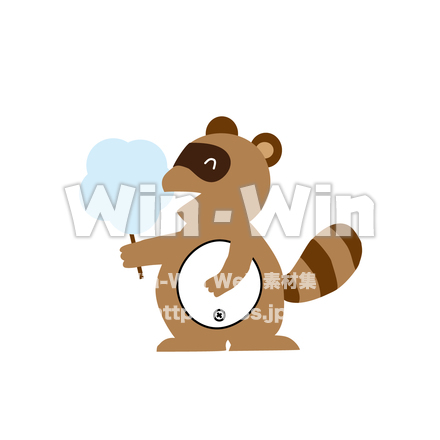 たぬきと綿あめのCG・イラスト素材 W-019198