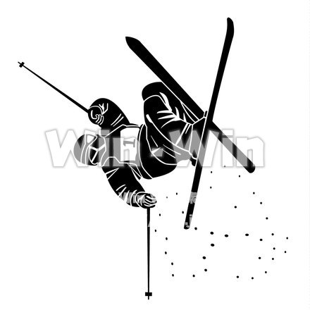 スキーのシルエット素材 W-018086