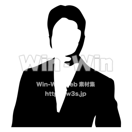 男性（上半身）のシルエット素材 W-018982