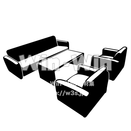 応接セットのシルエット素材 W-019333