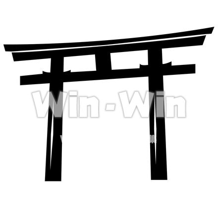 鳥居のシルエット素材 W-019134