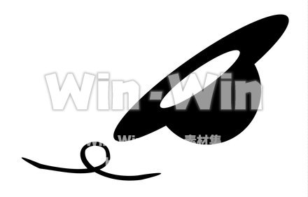 風に飛ばされた帽子のシルエット素材 W-019805