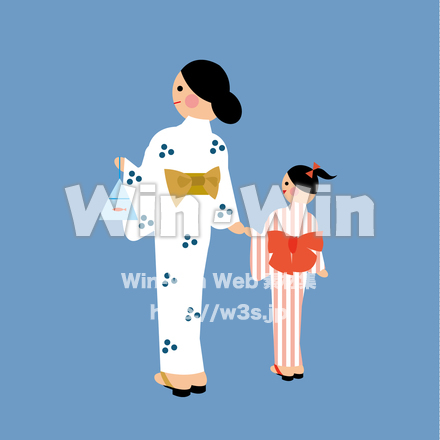 浴衣の親子のCG・イラスト素材 W-019160